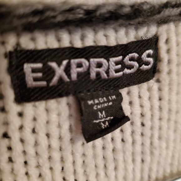 EXPRESS Aztec inspired sweater jacket vest cardigan Gray and cream Sz.Med - Picture 4 of 5